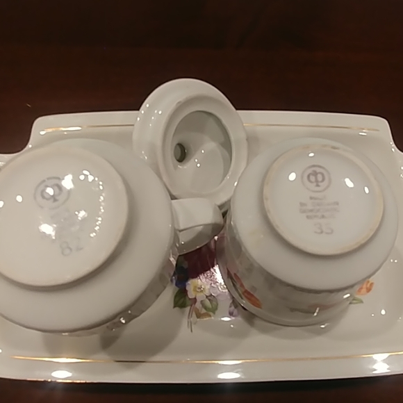 SP GDR Porcelain Set of 3 Tray Cream & Sugar Bowls - Picture 3 of 3